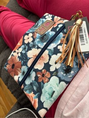 Makeup junkie floral velvet bag